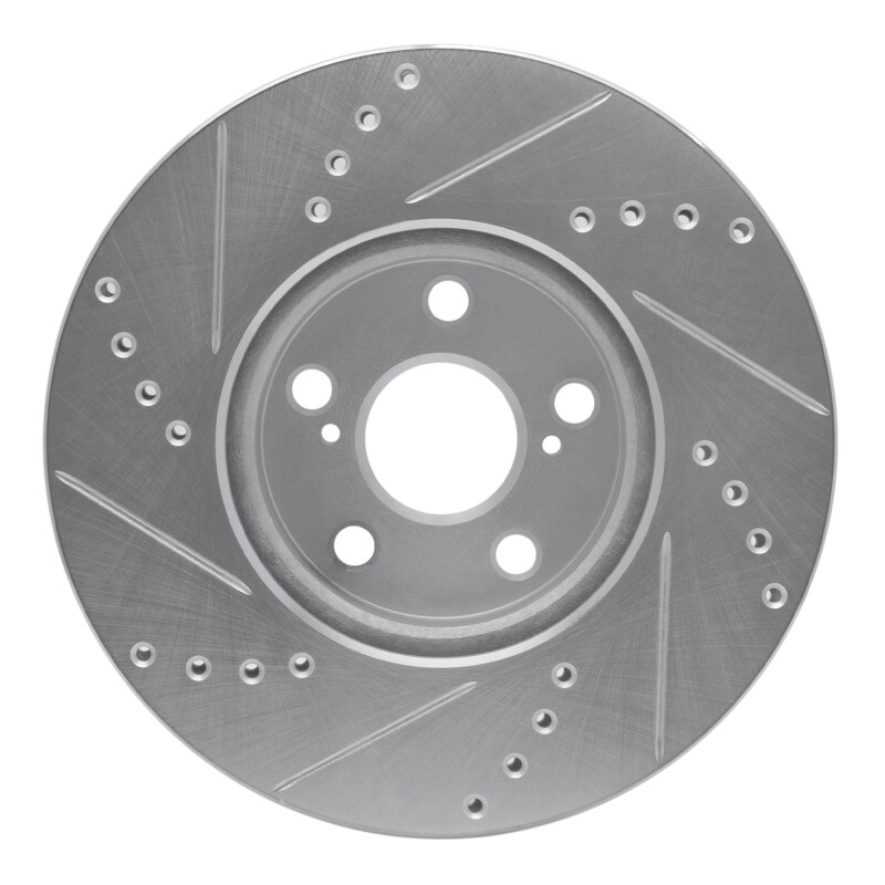 Pontiac Vibe Brake Rotor (1) - Front Right - R1 Concepts - Drilled & Slotted - Silver - `08-`19